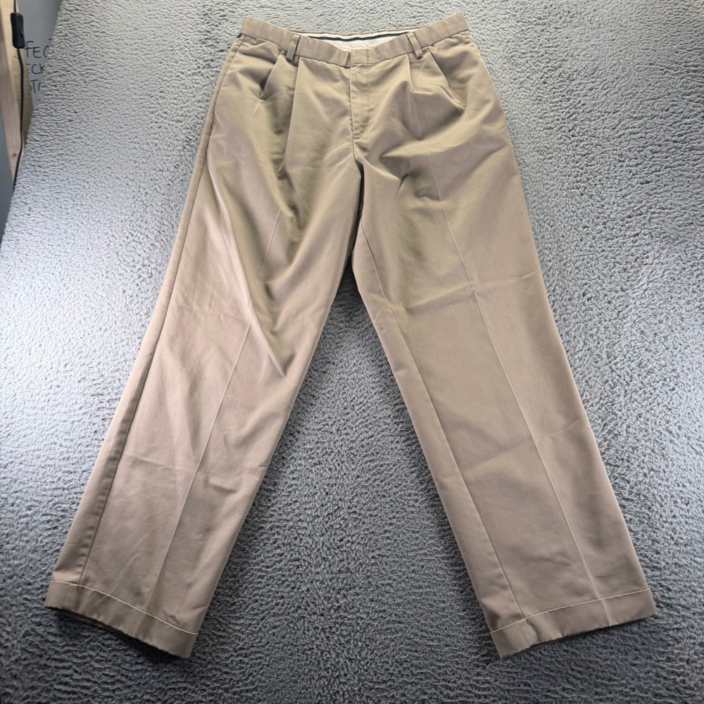 Dockers Stain Defender Pant Mens 34x32 Brown Cotton Chino Straight Preppy Career